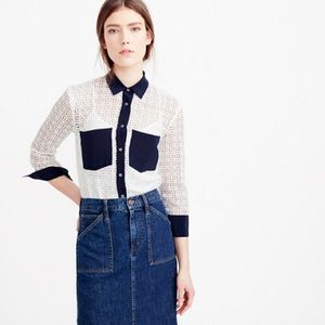 J.Crew Geometric lace button up shirt